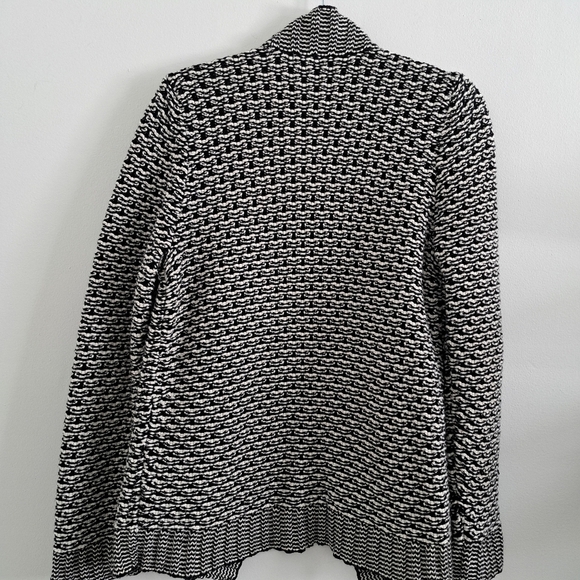 Talbots Chunky Knit Cardigan Sweater Black And White Open Front Women's Size M - Picture 8 of 11